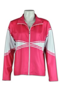 Customized pink cheerleading uniforms Personally designed zipper windbreaker jacket Cheerleading uniforms Group cheerleading uniforms Cheerleading uniform center CH213 front view